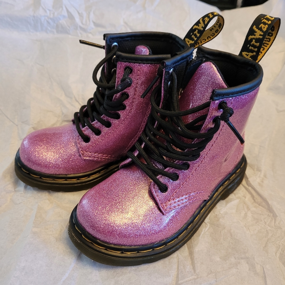 Rose Pink Sparkly Dr. Martens Toddler 8